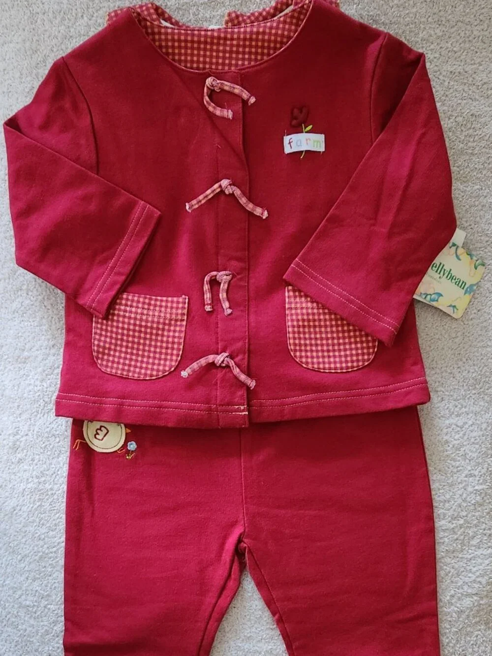 Lil' Jellybean - Girls' 3-Pc Red Farm Animal Pant Set